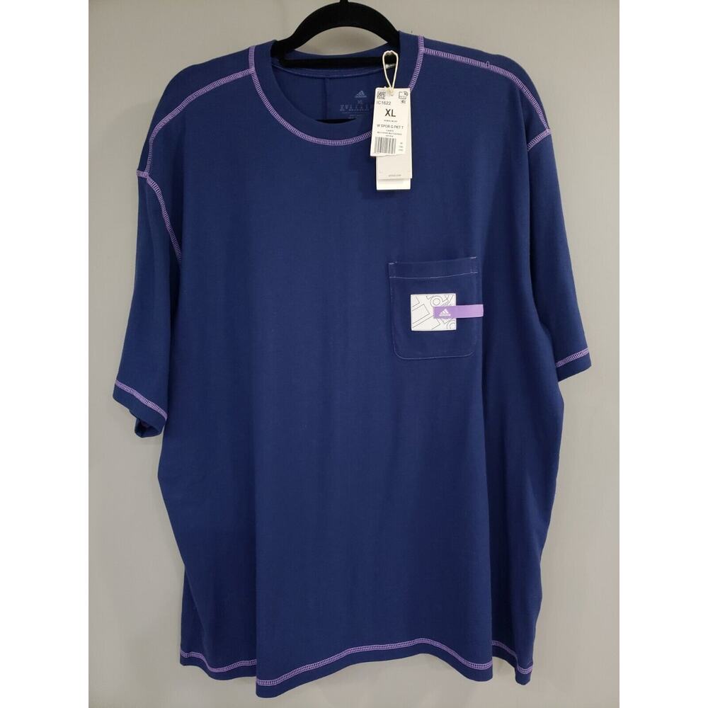NEW ADIDAS BOYFRIEND‎ POCKET TEE SIZE XL - COLOR DARK BLUE